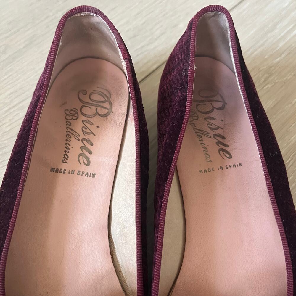 Anthropologie Bisue Ballerinas Flat Women's 40 Burgundy Embossed Smoking Loafer - Picture 6 of 14